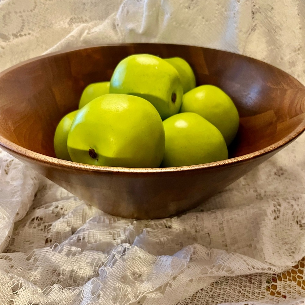Vintage Decorative Walnut Salad Bowl Mid Century Modern - Picture 10 of 10